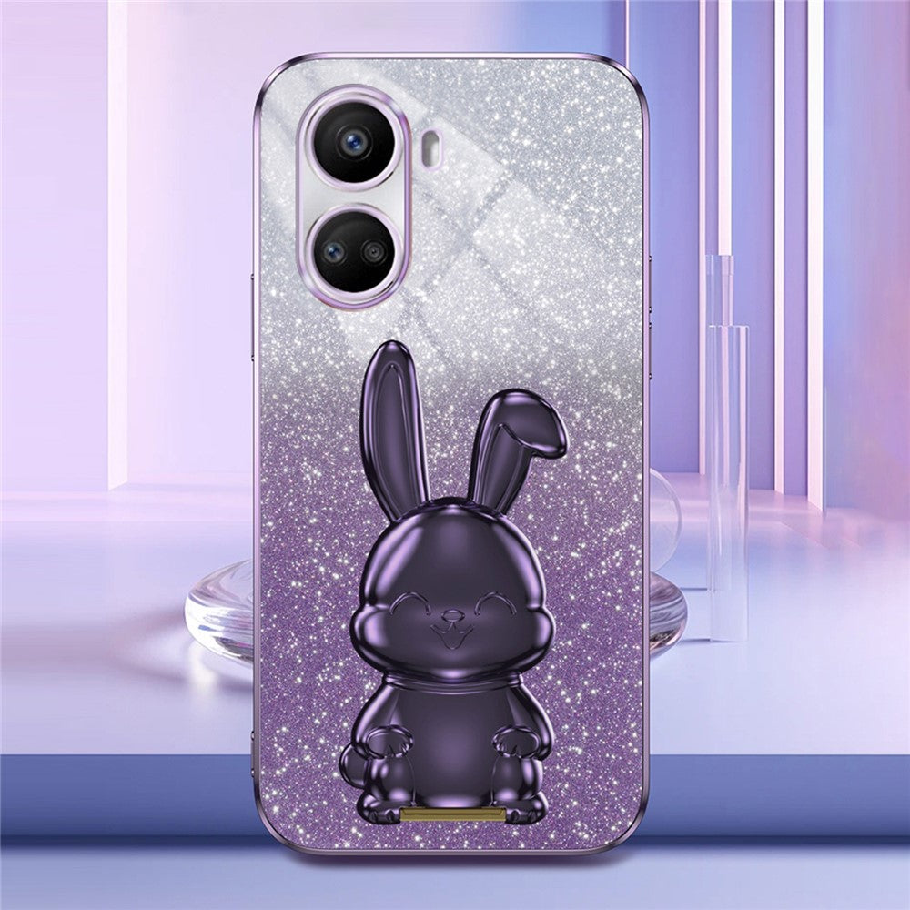 For Huawei nova 10 SE 4G Case Glitter Powder PC+TPU Anti-drop Phone Cover with Pull-out Kickstand