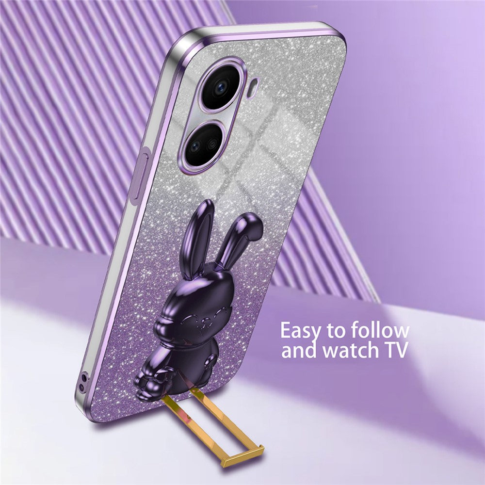 For Huawei nova 10 SE 4G Case Glitter Powder PC+TPU Anti-drop Phone Cover with Pull-out Kickstand