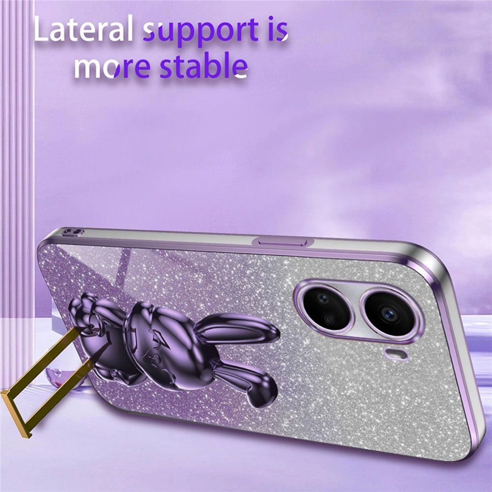 For Huawei nova 10 SE 4G Case Glitter Powder PC+TPU Anti-drop Phone Cover with Pull-out Kickstand