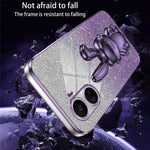 For Huawei nova 10 SE 4G Case Glitter Powder PC+TPU Anti-drop Phone Cover with Pull-out Kickstand