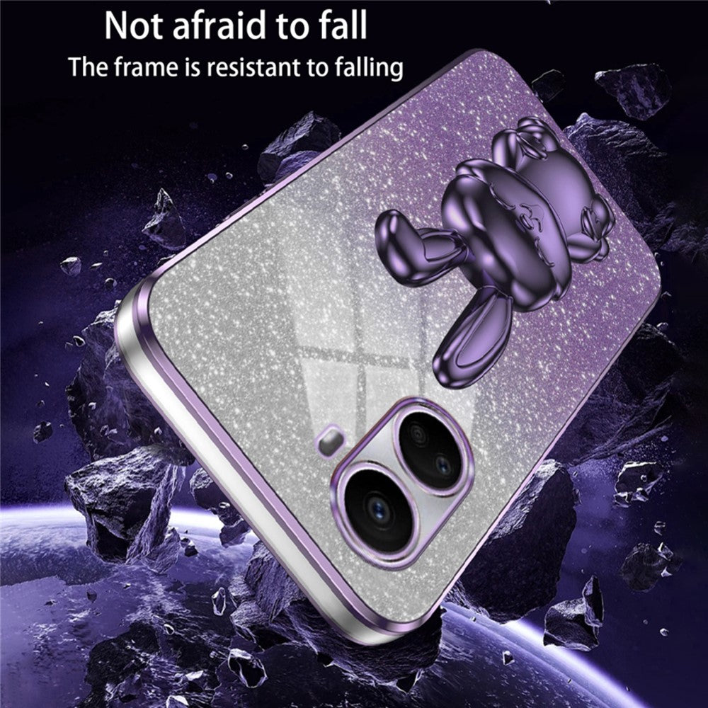 For Huawei nova 10 SE 4G Case Glitter Powder PC+TPU Anti-drop Phone Cover with Pull-out Kickstand