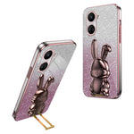 For Huawei nova 10 SE 4G Case Glitter Powder PC+TPU Anti-drop Phone Cover with Pull-out Kickstand