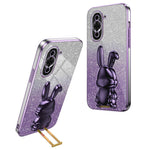 For Huawei nova 10 Pro 4G Cell Phone Case Cartoon Rabbit Glitter PC+TPU Pull-out Kickstand Cover