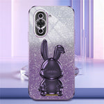 For Huawei nova 10 Pro 4G Cell Phone Case Cartoon Rabbit Glitter PC+TPU Pull-out Kickstand Cover