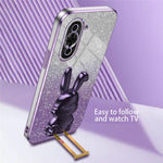 For Huawei nova 10 Pro 4G Cell Phone Case Cartoon Rabbit Glitter PC+TPU Pull-out Kickstand Cover