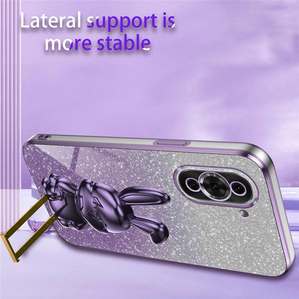 For Huawei nova 10 Pro 4G Cell Phone Case Cartoon Rabbit Glitter PC+TPU Pull-out Kickstand Cover
