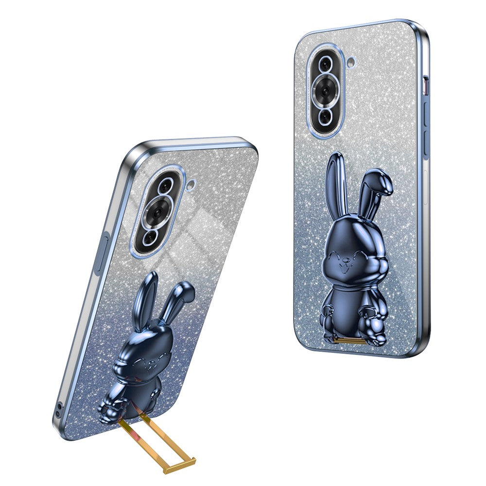 For Huawei nova 10 Pro 4G Cell Phone Case Cartoon Rabbit Glitter PC+TPU Pull-out Kickstand Cover