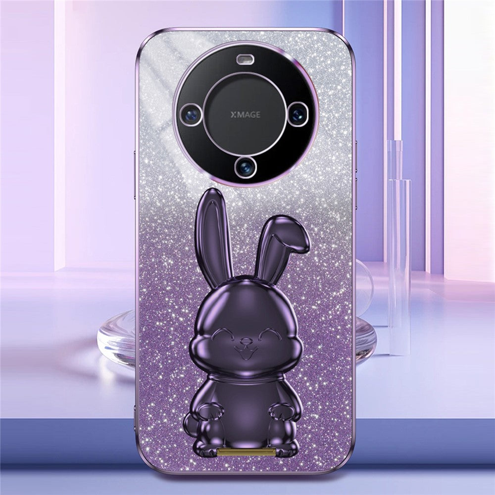 For Huawei Mate 60 Case Glitter Powder Electroplated Anti-drop Phone Cover with Pull-out Kickstand
