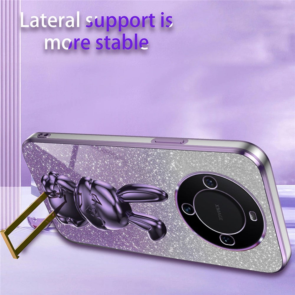 For Huawei Mate 60 Case Glitter Powder Electroplated Anti-drop Phone Cover with Pull-out Kickstand