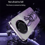 For Huawei Mate 60 Case Glitter Powder Electroplated Anti-drop Phone Cover with Pull-out Kickstand