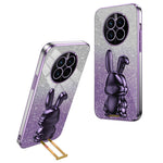 For Huawei Mate 50 4G Case Cute Rabbit Pull-out Kickstand PC+TPU Anti-scratch Phone Cover