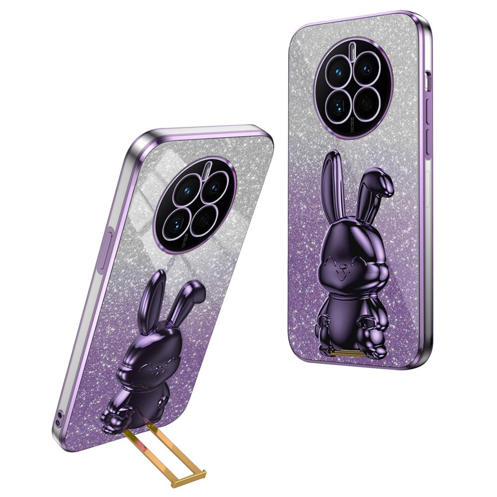 For Huawei Mate 50 4G Case Cute Rabbit Pull-out Kickstand PC+TPU Anti-scratch Phone Cover