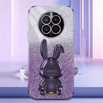 For Huawei Mate 50 4G Case Cute Rabbit Pull-out Kickstand PC+TPU Anti-scratch Phone Cover