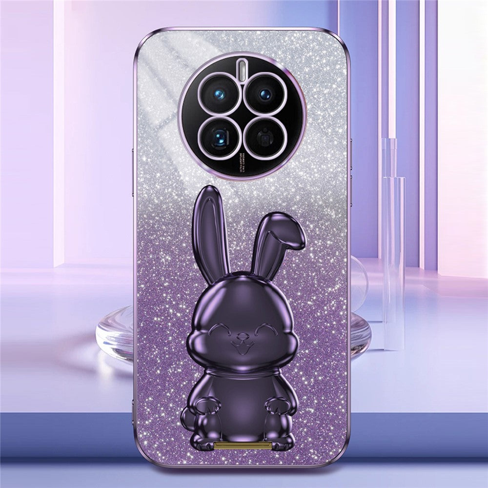 For Huawei Mate 50 4G Case Cute Rabbit Pull-out Kickstand PC+TPU Anti-scratch Phone Cover