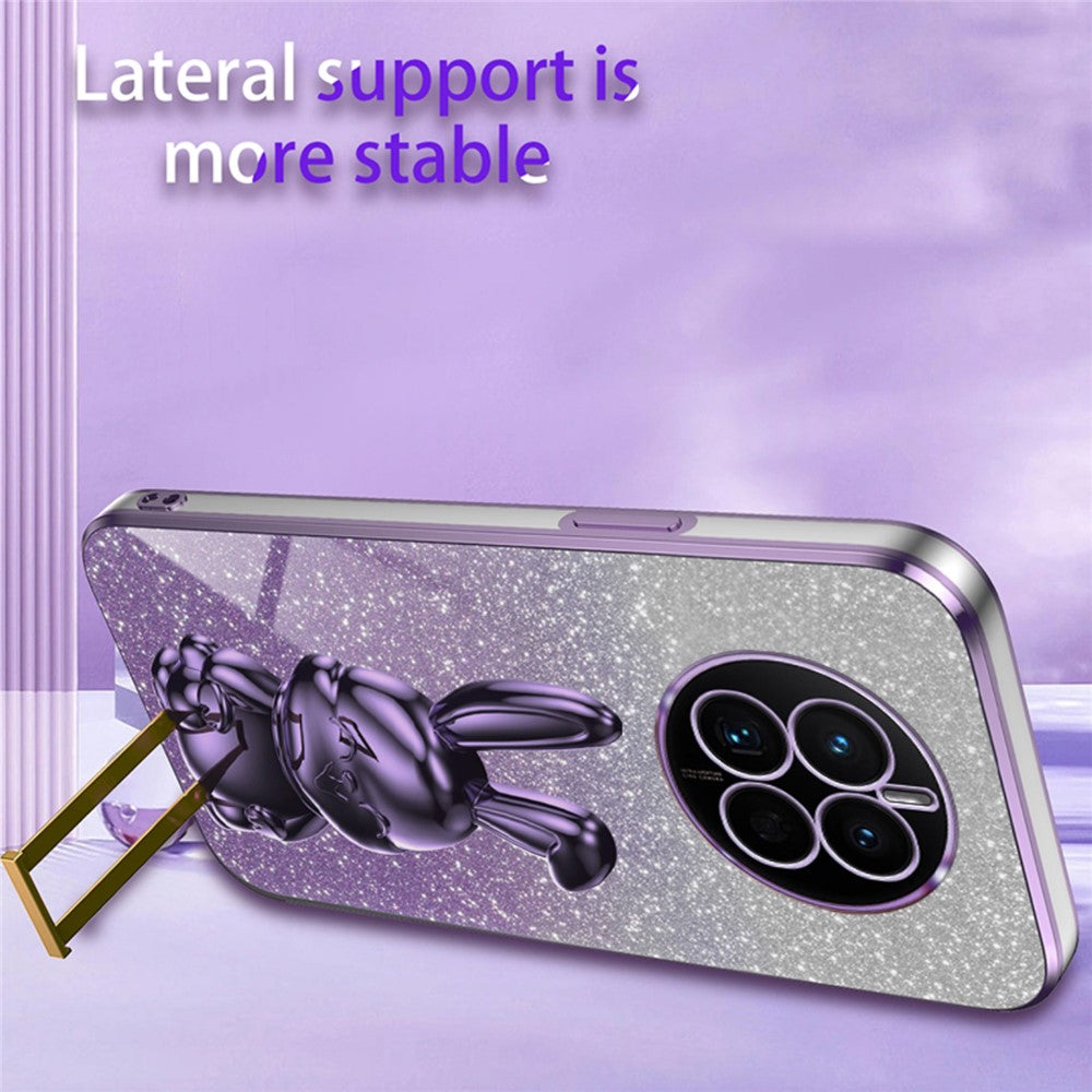 For Huawei Mate 50 4G Case Cute Rabbit Pull-out Kickstand PC+TPU Anti-scratch Phone Cover