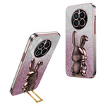 For Huawei Mate 50 4G Case Cute Rabbit Pull-out Kickstand PC+TPU Anti-scratch Phone Cover