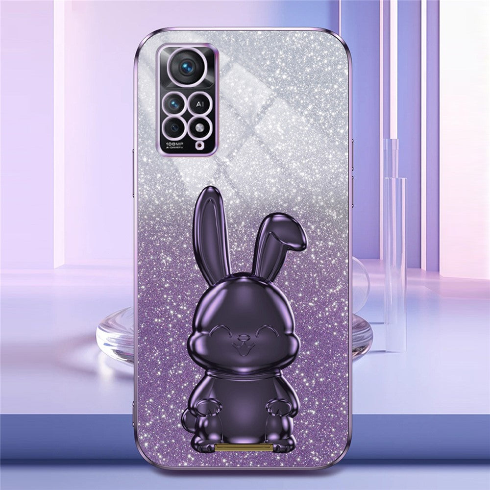 For Xiaomi Redmi Note 11E Pro 5G Pull-out Kickstand Phone Cover Electroplating Rabbit Case
