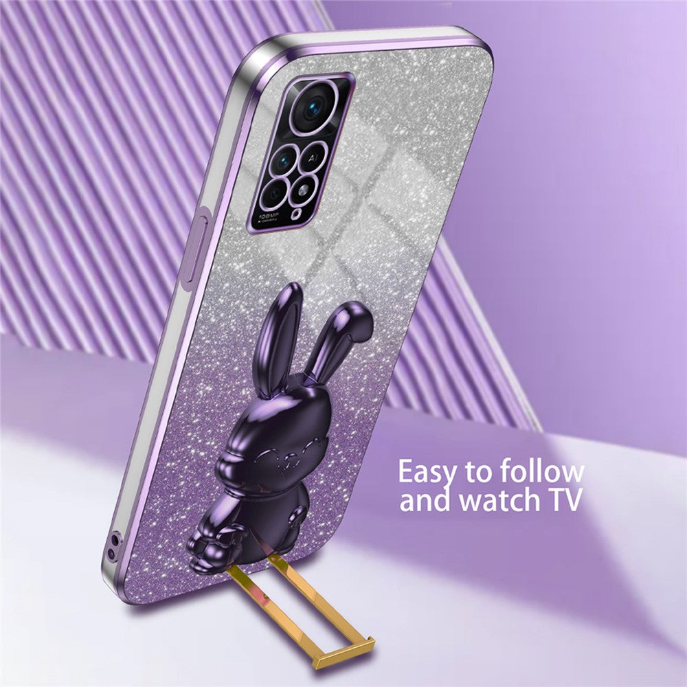 For Xiaomi Redmi Note 11E Pro 5G Pull-out Kickstand Phone Cover Electroplating Rabbit Case