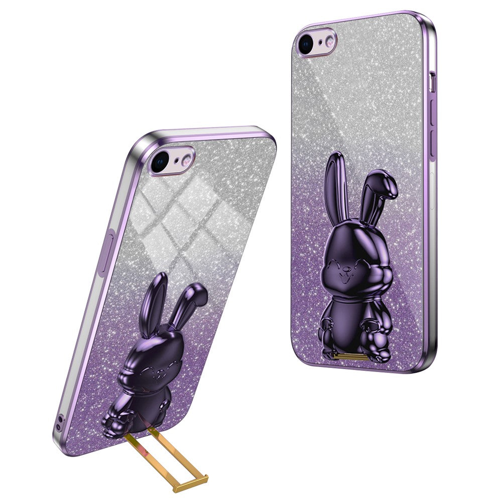 For iPhone 6 / 7 / 8 / SE (2020) / SE (2022) Cartoon Rabbit Kickstand Cover Anti-collision Phone Case
