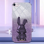 For iPhone 6 / 7 / 8 / SE (2020) / SE (2022) Cartoon Rabbit Kickstand Cover Anti-collision Phone Case