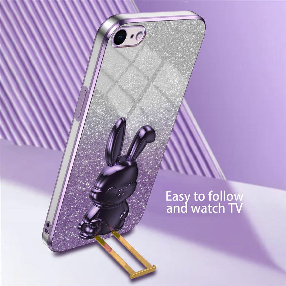 For iPhone 6 / 7 / 8 / SE (2020) / SE (2022) Cartoon Rabbit Kickstand Cover Anti-collision Phone Case