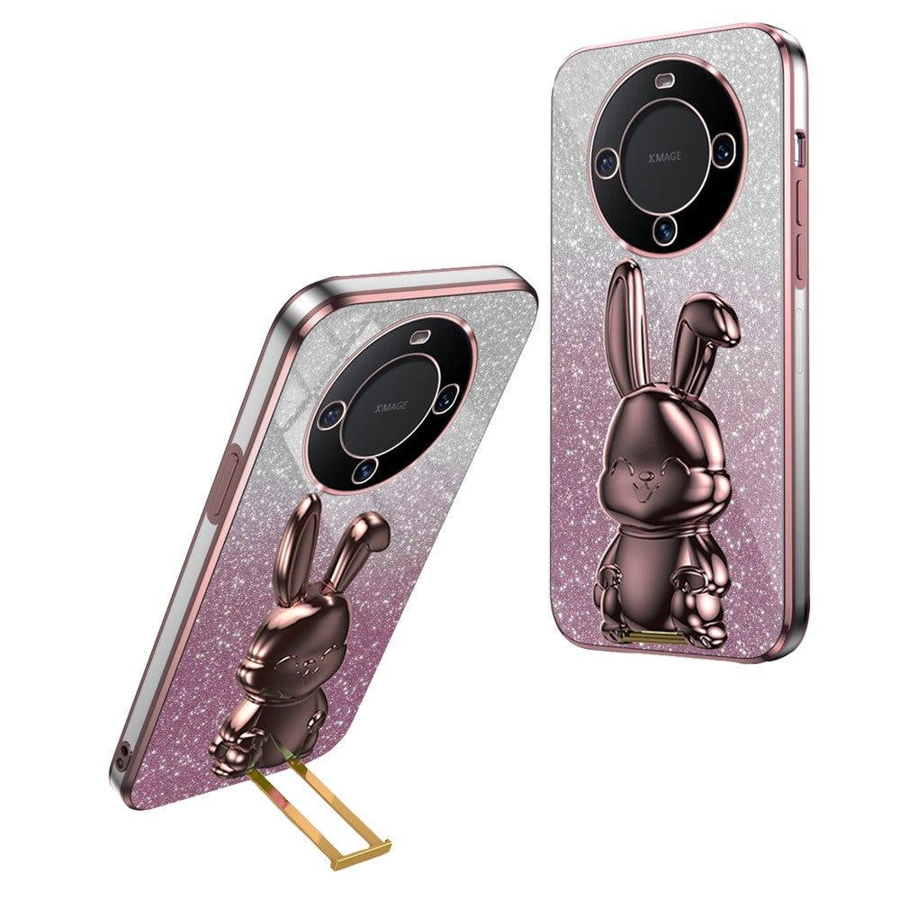 For Huawei Mate 60 Pro Pull-out Kickstand Cover Cartoon Rabbit Cell Phone Cases