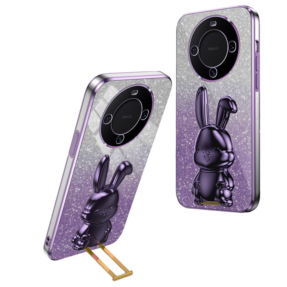 For Huawei Mate 60 Pro Pull-out Kickstand Cover Cartoon Rabbit Cell Phone Cases