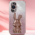 For Huawei nova 11 / nova 12s 4G / nova 12 Lite 4G Cartoon Rabbit Kickstand Cover Glitter Phone Back Case