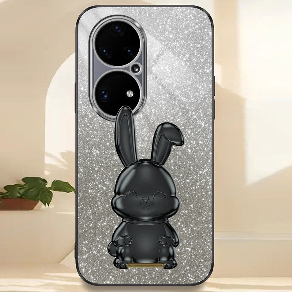 Huawei P50 Pro 4G PC+TPU mobilskal Glitter Puder Tecknad Kanin Stativskydd