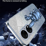 For Huawei P50 4G Case Pull-out Kickstand Glitter Powder PC+TPU Phone Cover