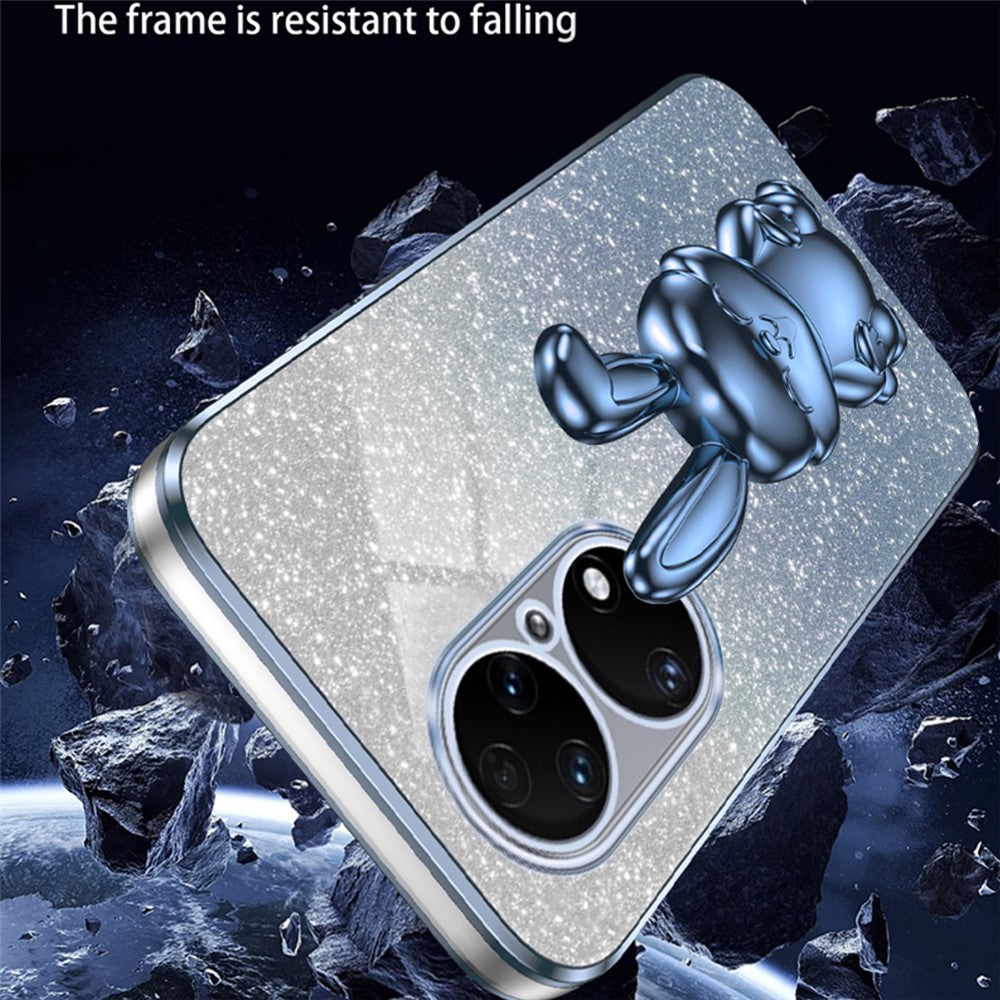 For Huawei P50 4G Case Pull-out Kickstand Glitter Powder PC+TPU Phone Cover