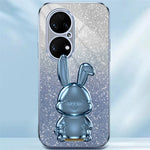 For Huawei P50 4G Case Pull-out Kickstand Glitter Powder PC+TPU Phone Cover