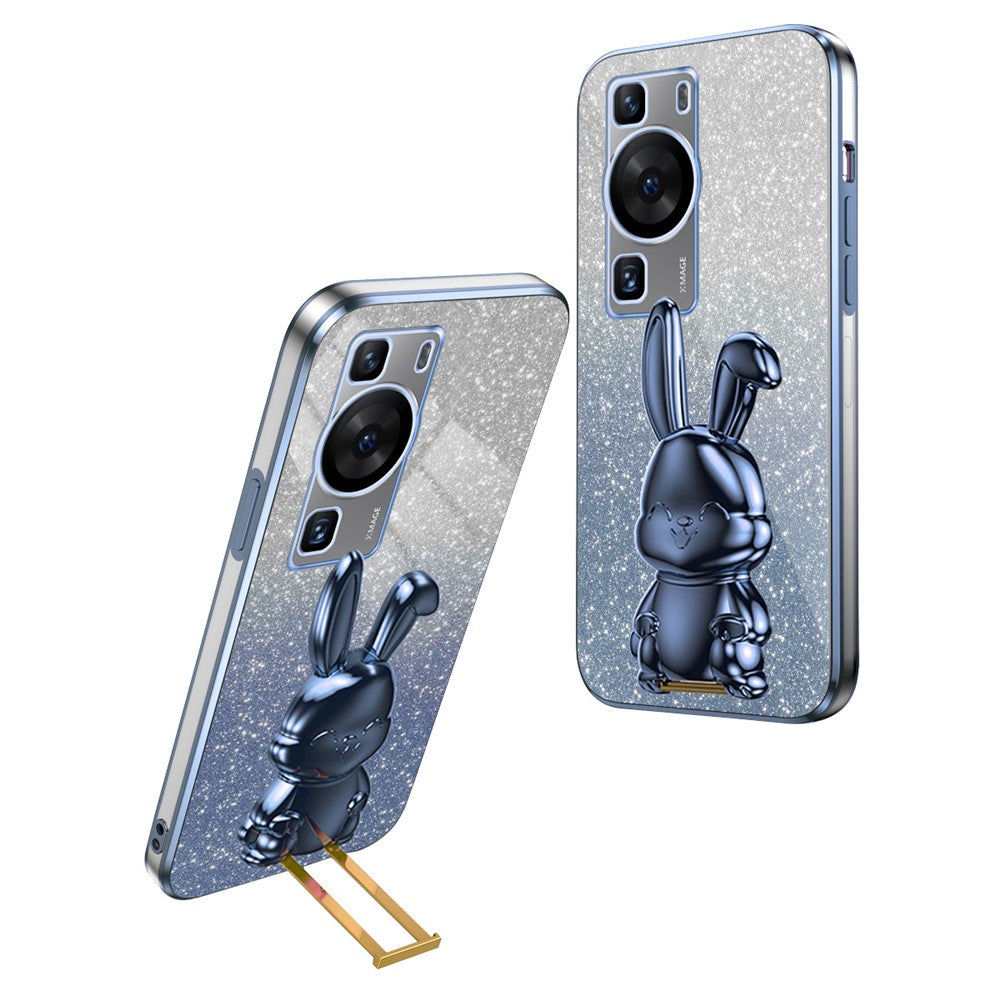 Mobilskal till Huawei P60 Pro / P60 Skal Glitter Puder PC+TPU Skal med Utdragbart Stativ