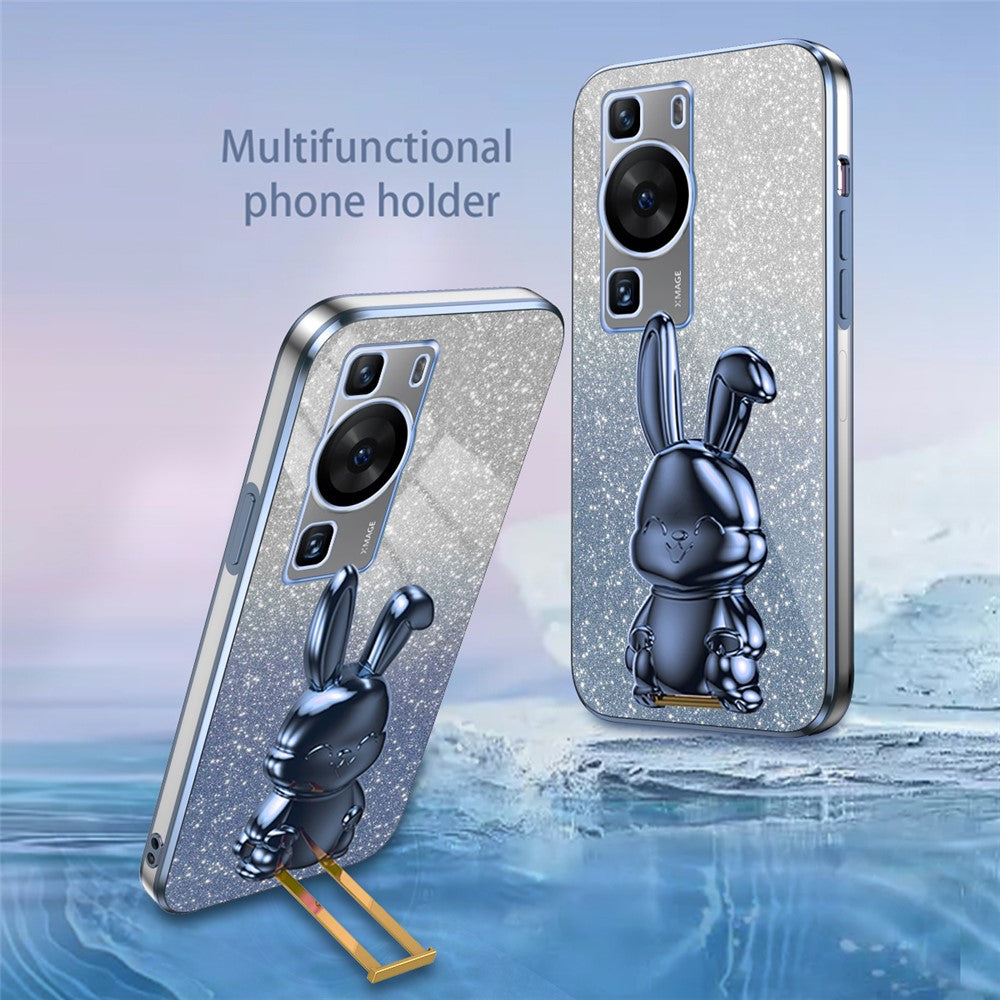 Mobilskal till Huawei P60 Pro / P60 Skal Glitter Puder PC+TPU Skal med Utdragbart Stativ