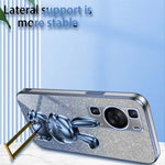 Mobilskal till Huawei P60 Pro / P60 Skal Glitter Puder PC+TPU Skal med Utdragbart Stativ