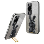 Mobilskal till Huawei P60 Pro / P60 Skal Glitter Puder PC+TPU Skal med Utdragbart Stativ