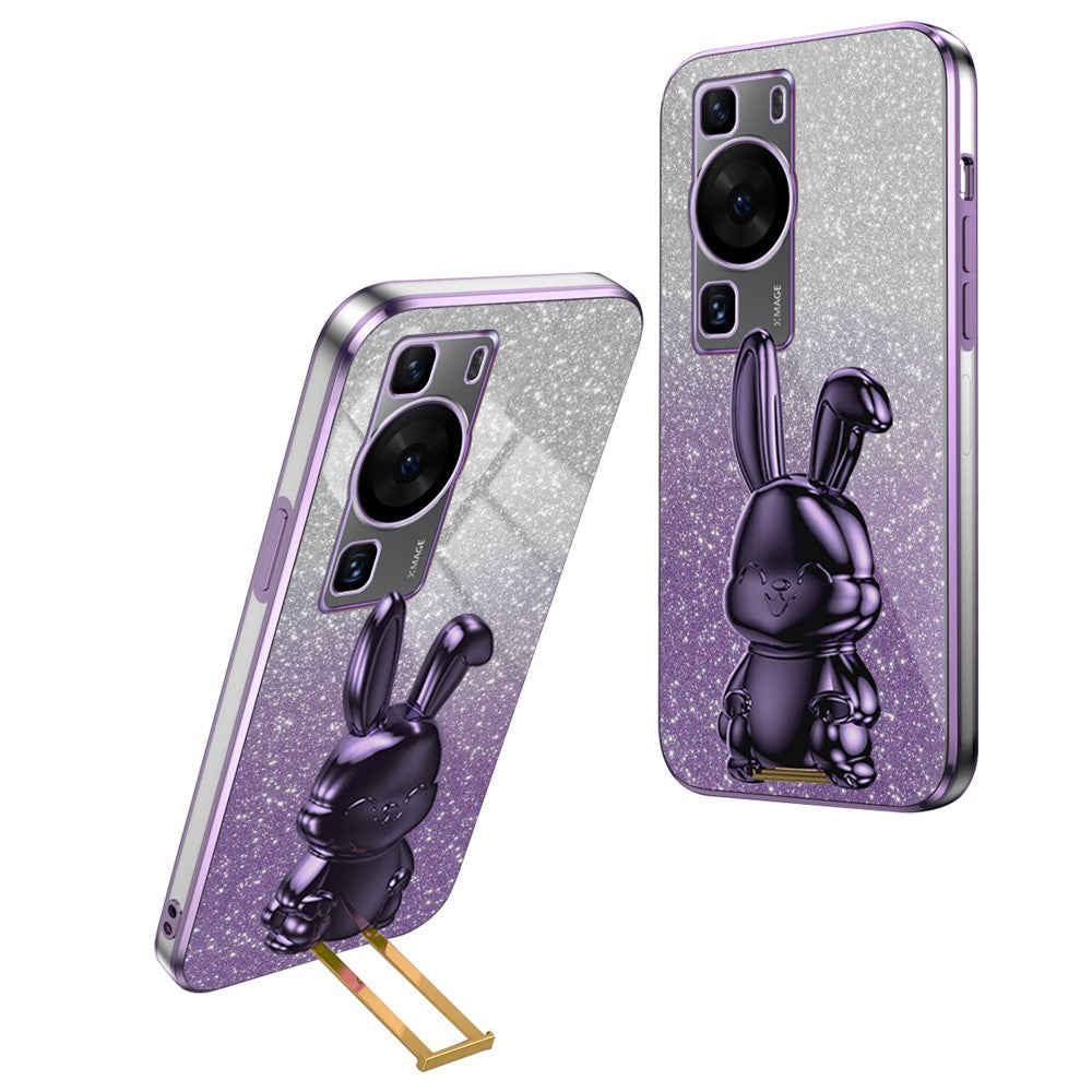 Mobilskal till Huawei P60 Pro / P60 Skal Glitter Puder PC+TPU Skal med Utdragbart Stativ