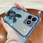 For Honor X50i+ 5G Phone Case Cartoon Rabbit PC+TPU Glitter Pull-out Kickstand Anti-shock Cover