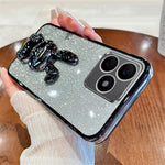 For Honor X50i+ 5G Phone Case Cartoon Rabbit PC+TPU Glitter Pull-out Kickstand Anti-shock Cover