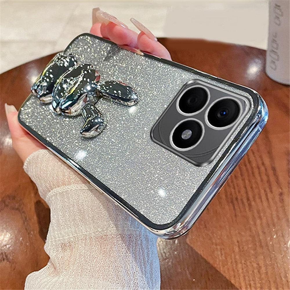 For Honor X50i+ 5G Phone Case Cartoon Rabbit PC+TPU Glitter Pull-out Kickstand Anti-shock Cover