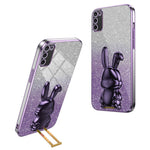 For Samsung Galaxy A02s (166.5mm) Cartoon Rabbit Cell Phone Cover Kickstand Case