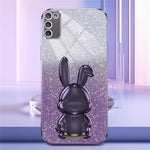 For Samsung Galaxy A02s (166.5mm) Cartoon Rabbit Cell Phone Cover Kickstand Case