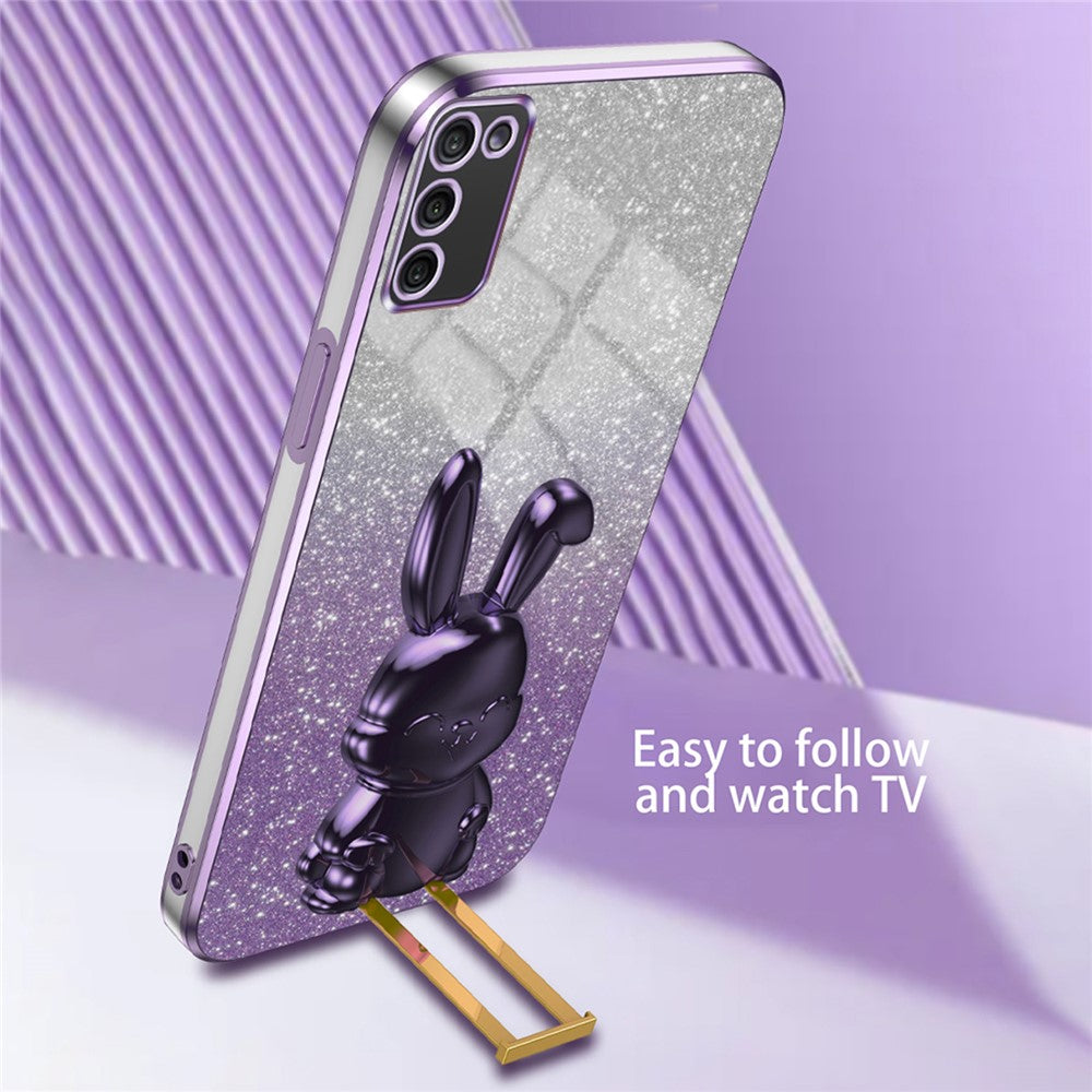 For Samsung Galaxy A02s (166.5mm) Cartoon Rabbit Cell Phone Cover Kickstand Case