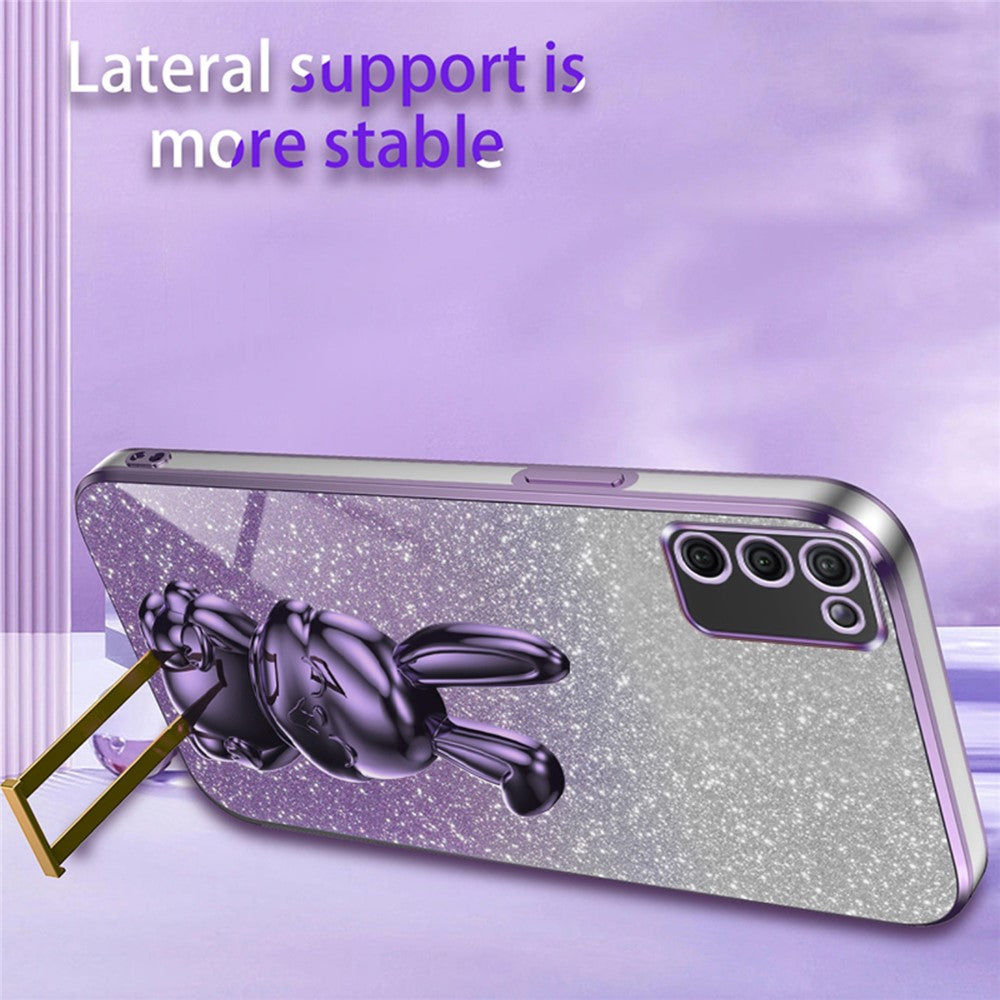 For Samsung Galaxy A02s (166.5mm) Cartoon Rabbit Cell Phone Cover Kickstand Case