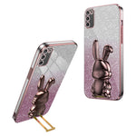 For Samsung Galaxy A02s (166.5mm) Cartoon Rabbit Cell Phone Cover Kickstand Case