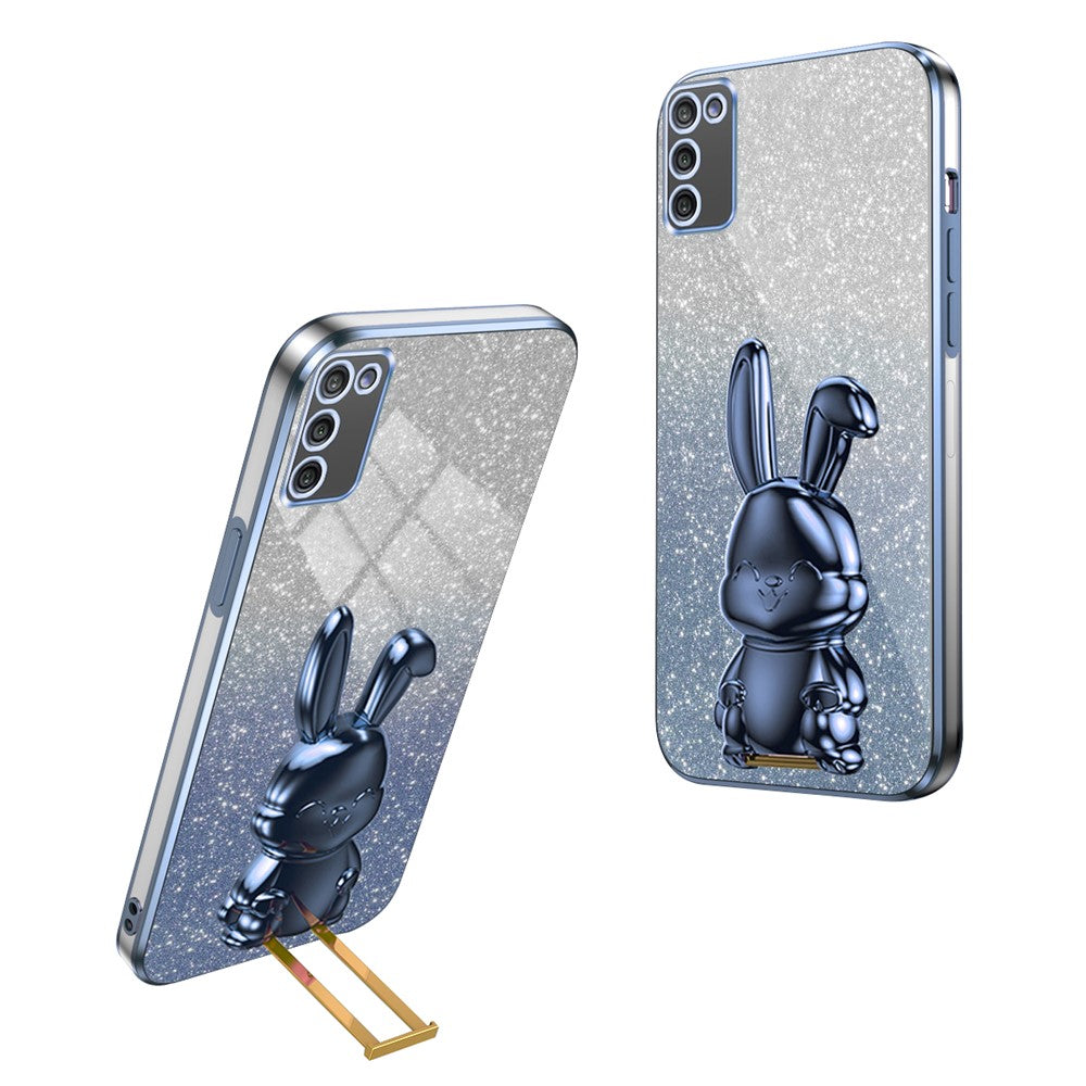 For Samsung Galaxy A02s (166.5mm) Cartoon Rabbit Cell Phone Cover Kickstand Case