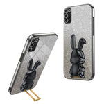 For Samsung Galaxy A02s (166.5mm) Cartoon Rabbit Cell Phone Cover Kickstand Case