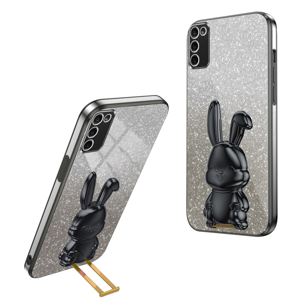 For Samsung Galaxy A02s (166.5mm) Cartoon Rabbit Cell Phone Cover Kickstand Case