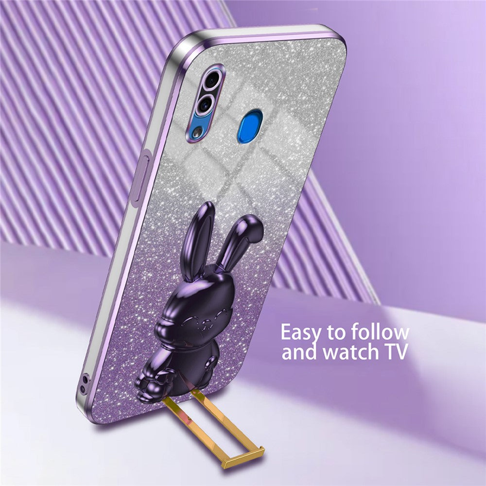 Til Samsung Galaxy A20 / A30 Cover Sødt Kanin Udtrækkelig Støtteben Kofanger Beskyttende Telefoncover