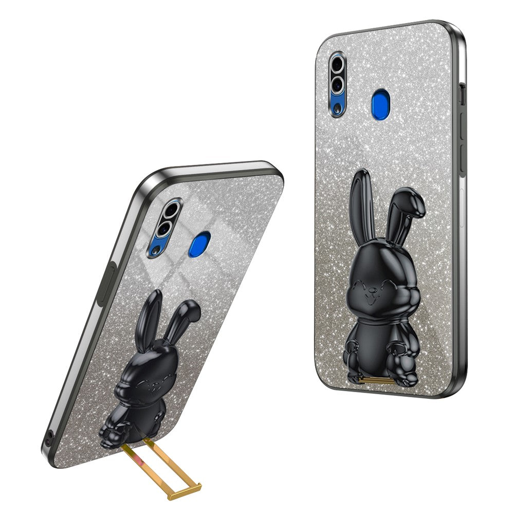 Til Samsung Galaxy A20 / A30 Cover Sødt Kanin Udtrækkelig Støtteben Kofanger Beskyttende Telefoncover